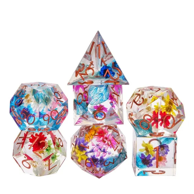 7pc Flower Dice Colorful