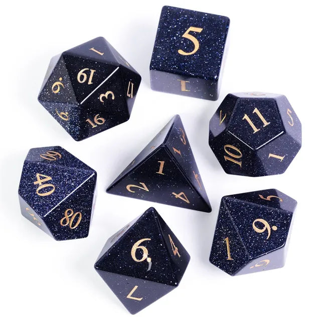Blue Gold Stone Gemstone Dice