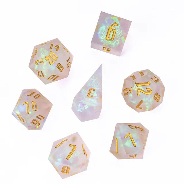 7pc Frosted Dice White
