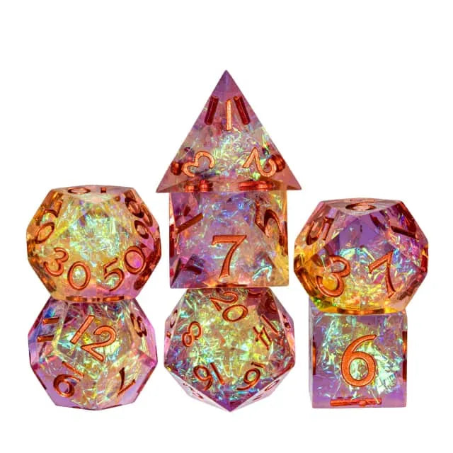 Purple/Orange Glitter Paper 7pc Dice