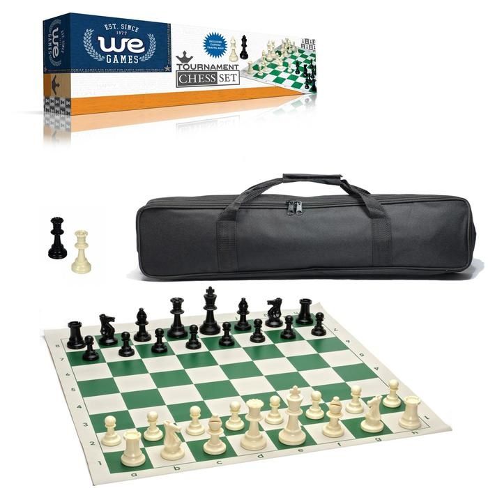 Chess Set - Tournament Style With Vinyl Mat & Carrying Case Travel