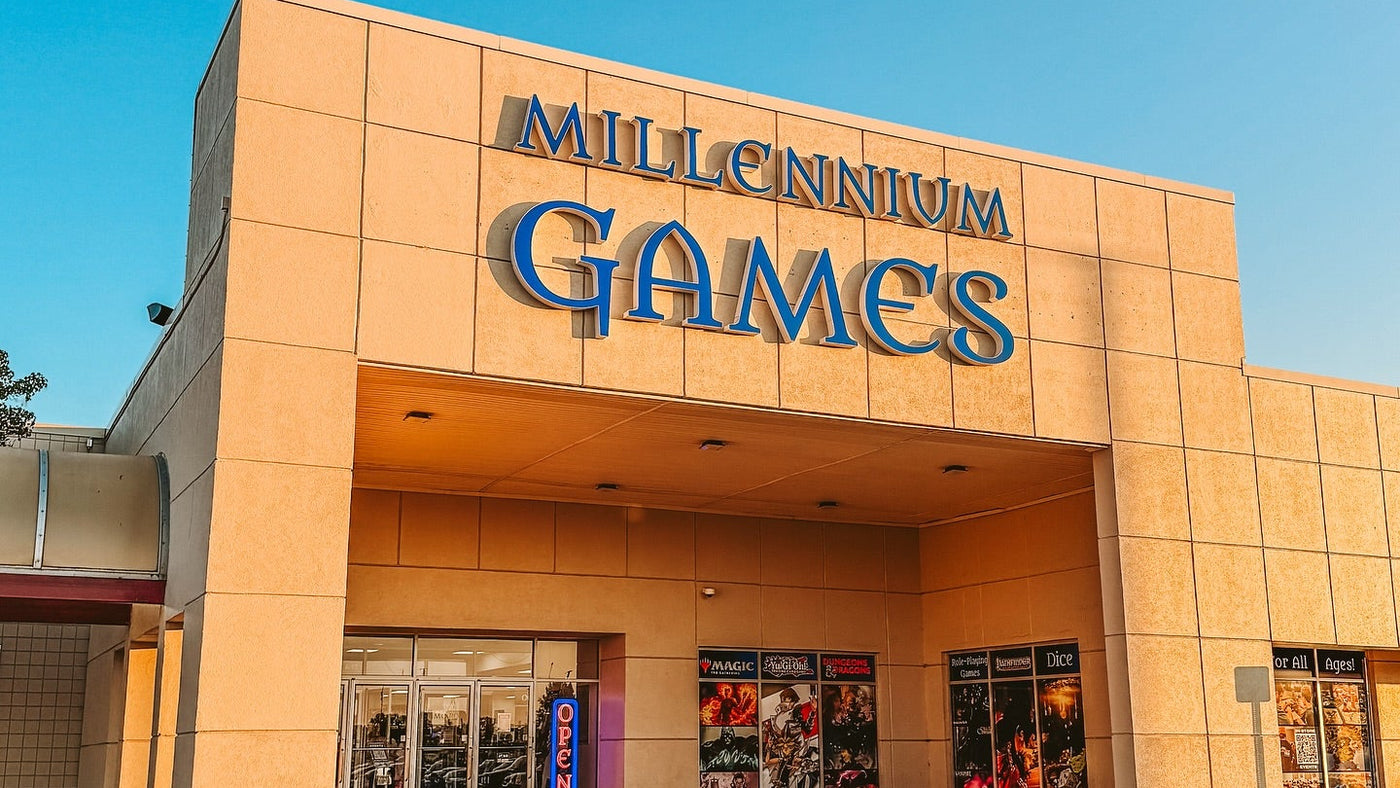 Millennium Games building with clear blue sky