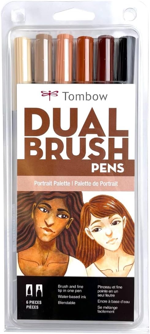 Dual Brush Pen 6pc - Portrait