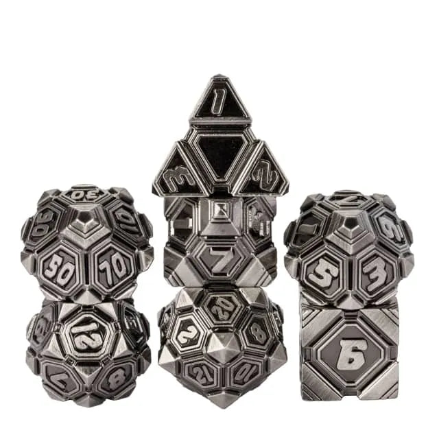 7pc Ancient UFO Dice Silver