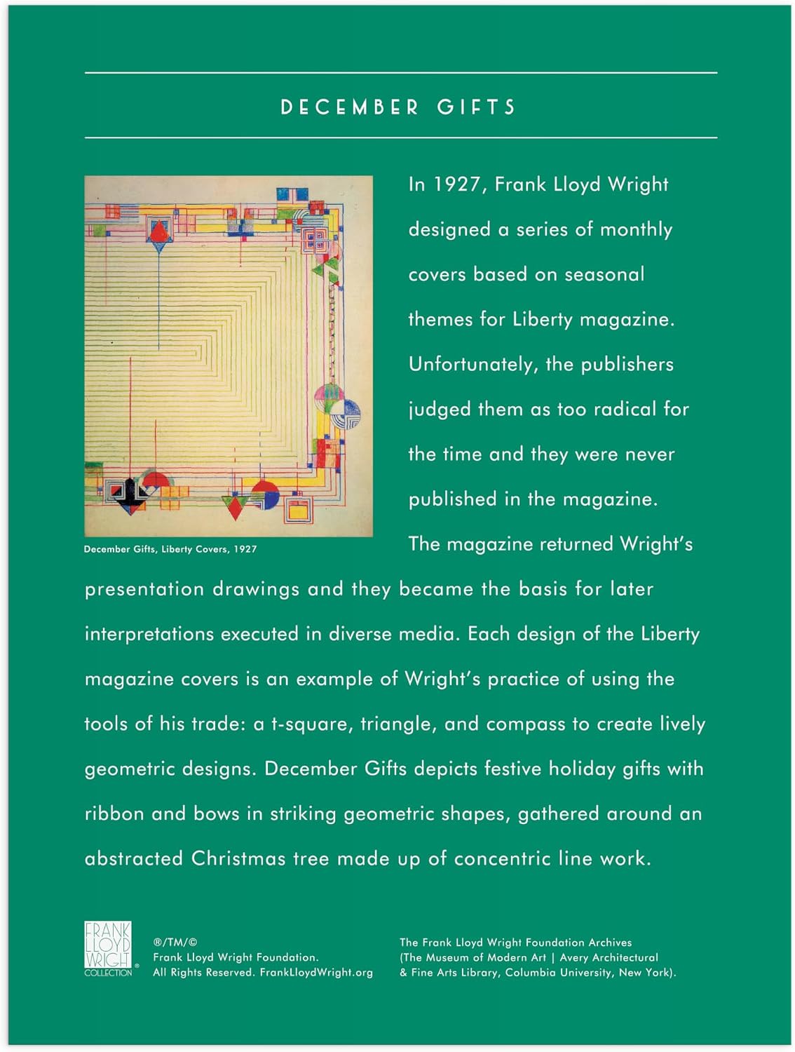Frank Lloyd Wright December Gifts 1000pc Puzzle