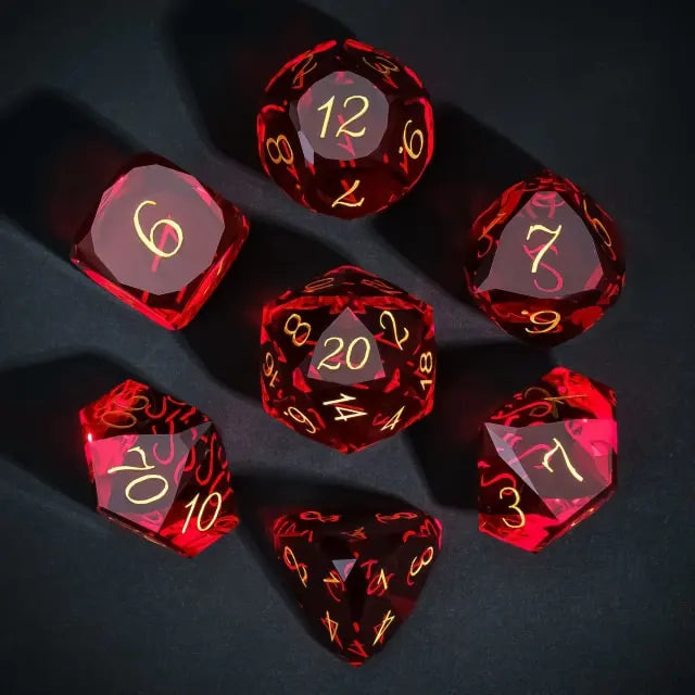 Red Brick Veneer Glass 7pc Dice