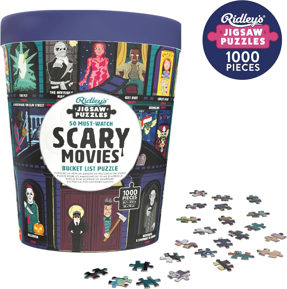 50 Scary Movies Bucket 1000pc Puzzle