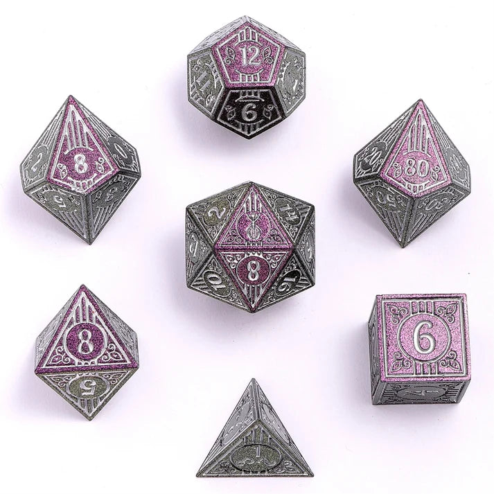Metal Bard Glitter Purple & Silver Dice