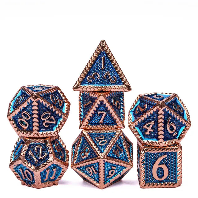 Steampunk Dice Set Copper & Blue