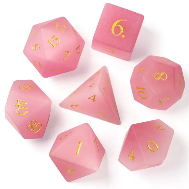 Pink Frosted Cat Eye Gemstone Dice