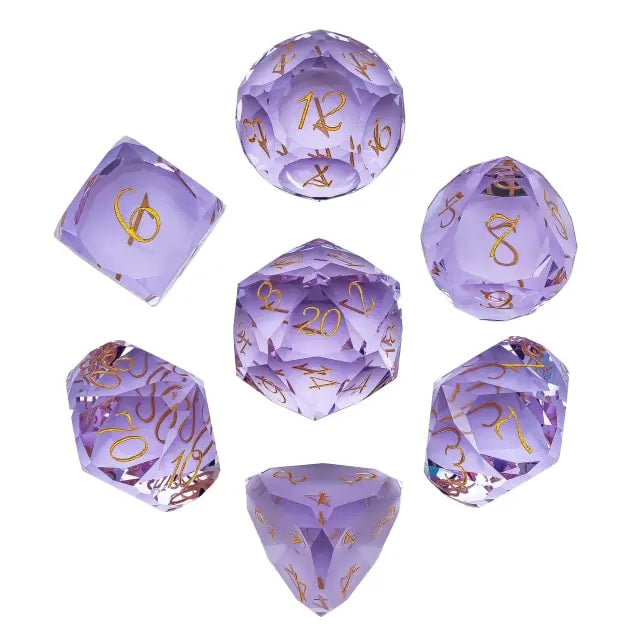 Purple Brick Veneer Glass 7pc Dice