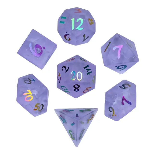 Purple Burst Lightning Glass 7 Dice