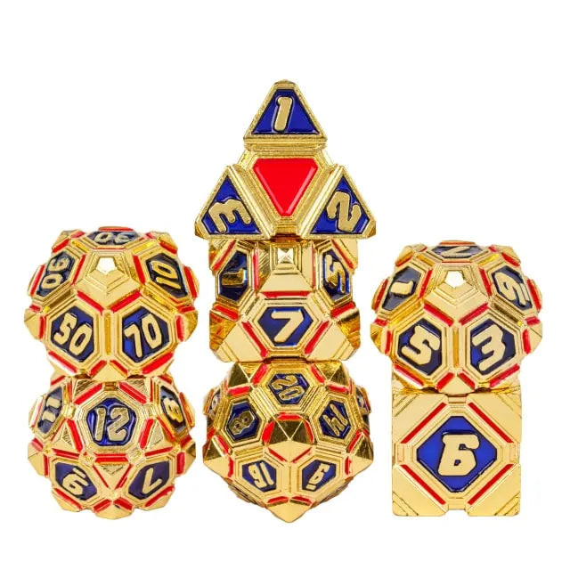 7pc Colorful UFO Dice Gold