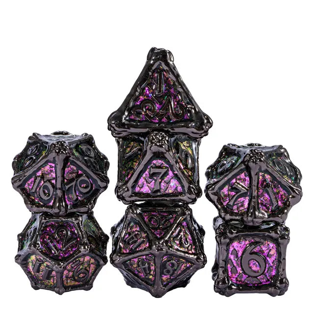 7pc Dragon Bones Black 2 Dice