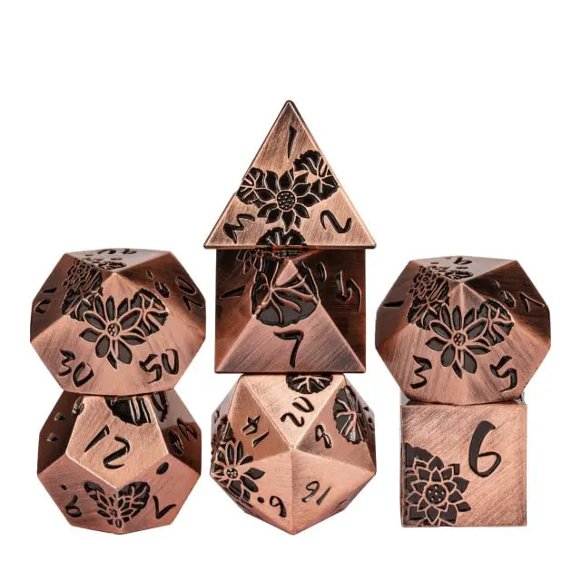 Ancient Metal Copper Lotus Dice