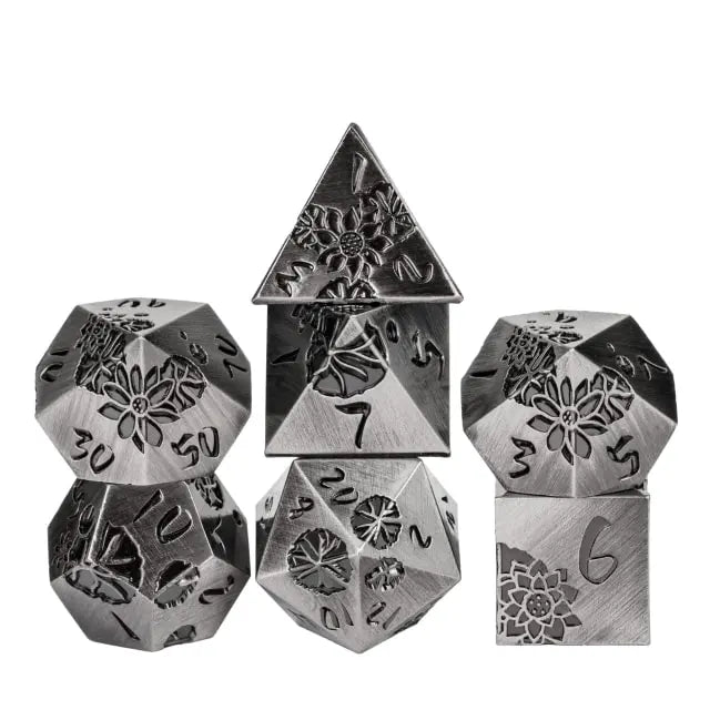 Ancient Metal Silver Lotus Dice