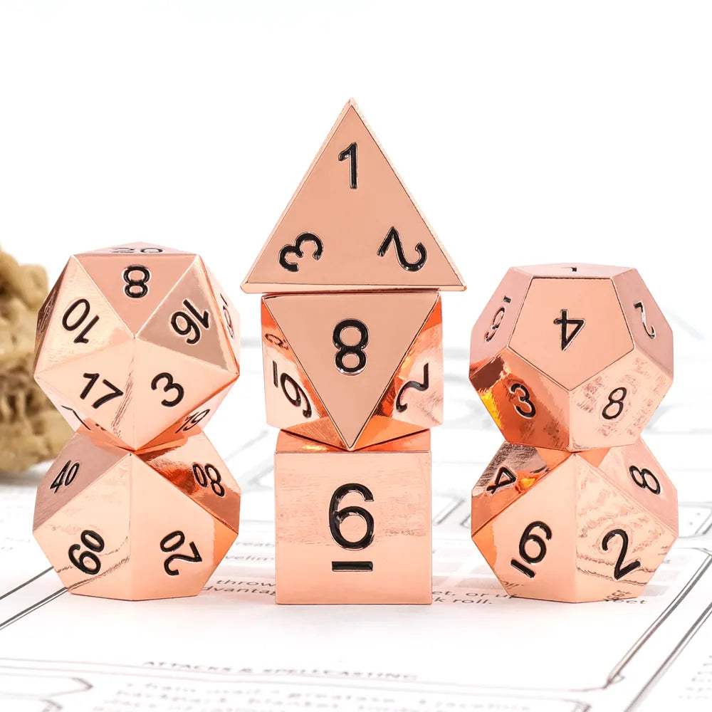 Bright Copper 7pc Metal Dice