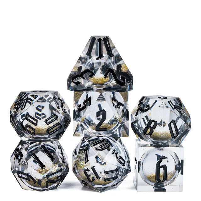 Liquid Core Glitter Dice Gold Silver