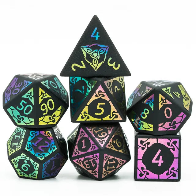 7PC Obsidian Stone Rainbow Dice