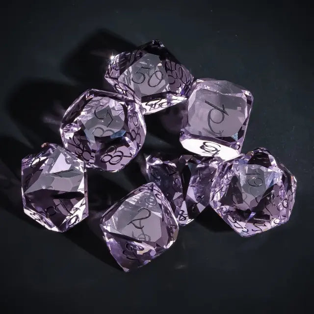 Pink Brick Veneer Glass 7pc Dice