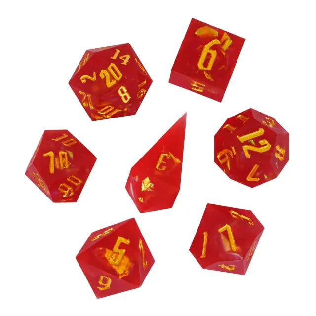 Red Frosted 7pc Dice