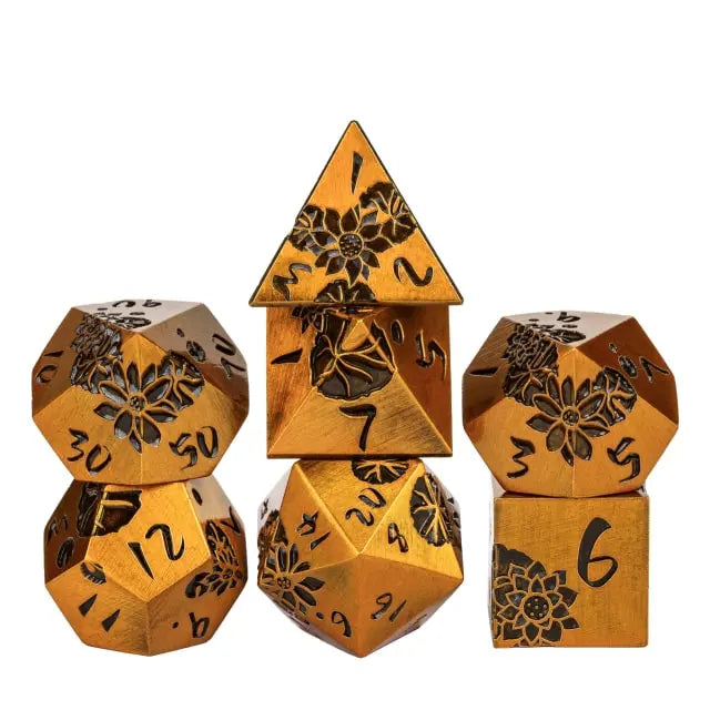 Ancient Metal Golden Lotus Dice