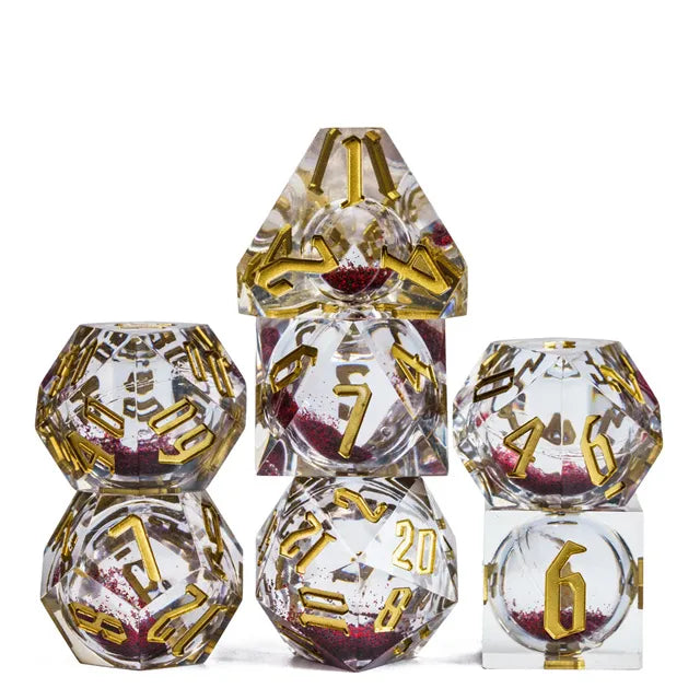 Liquid Core Glitter Dice Red Black