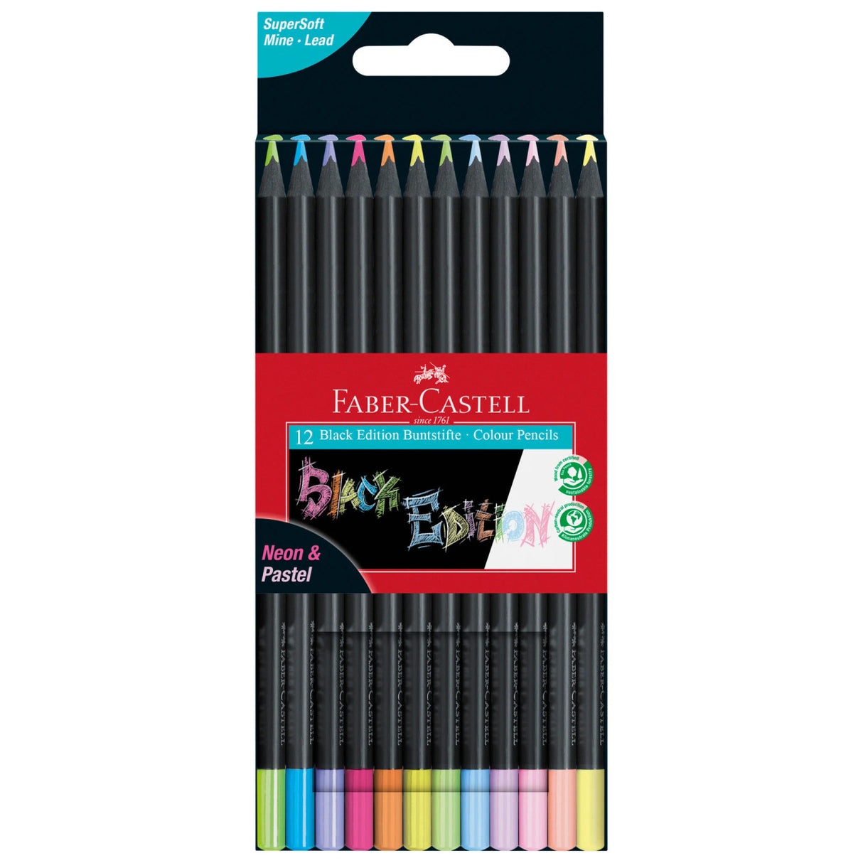 Super Soft Black Edition Colored Pencils Neons 12ct