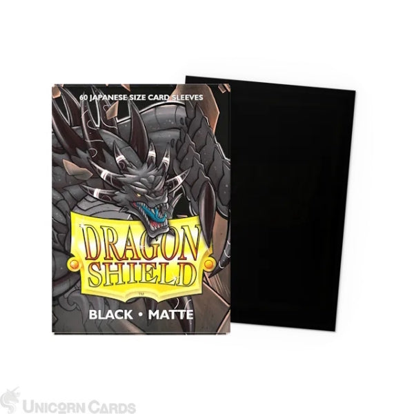 Dragon Shield Japanese Size Matte Black Card Sleeves (60 Count)