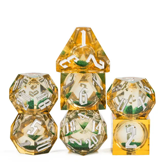 Liquid Core Glitter Dice Blue Green