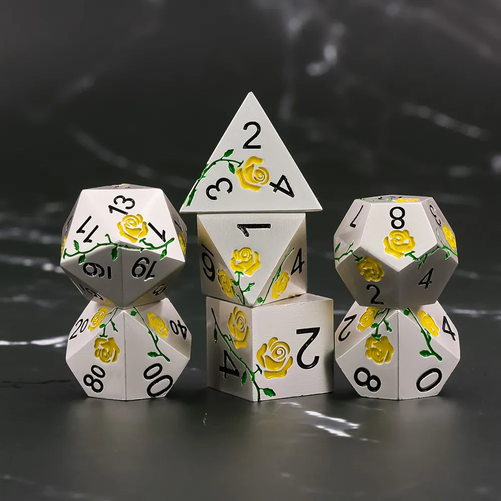 7 Set Yellow Rose Silver Metal