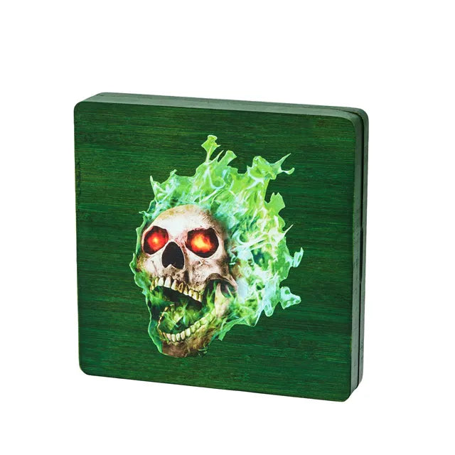 Bamboo Dice Box Flame Skull