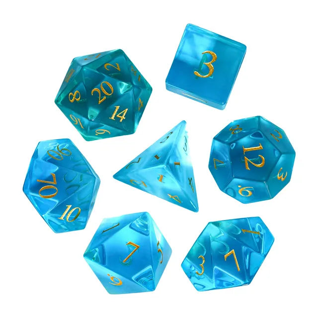 Blue Colorful Glaze 7pc Dice