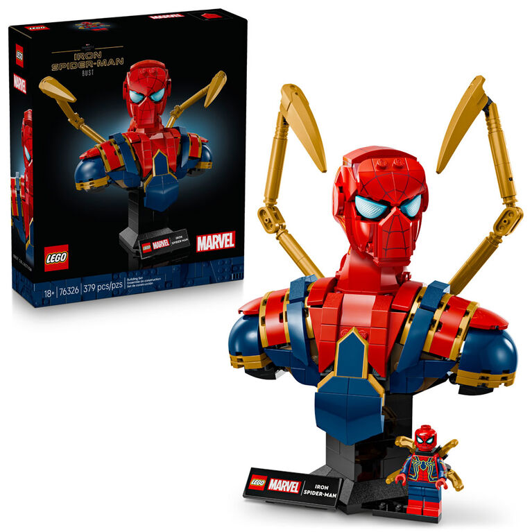 LEGO Marvel Iron Spider-Man Bust Building Kit - Includes Minifigure