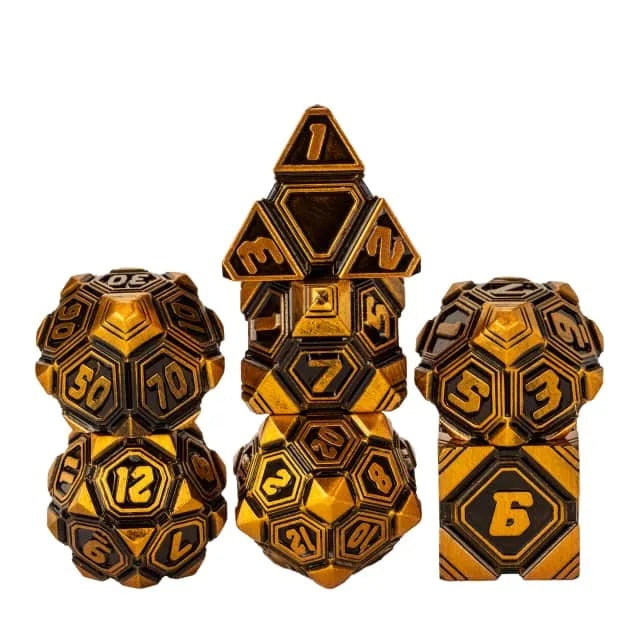7pc Ancient UFO Dice Gold