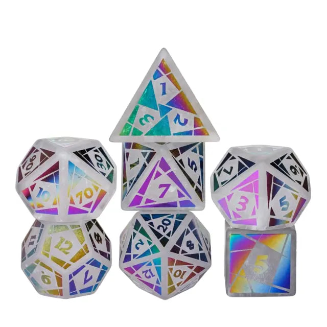 White Quartz Rainbow Dice Cutting Dice