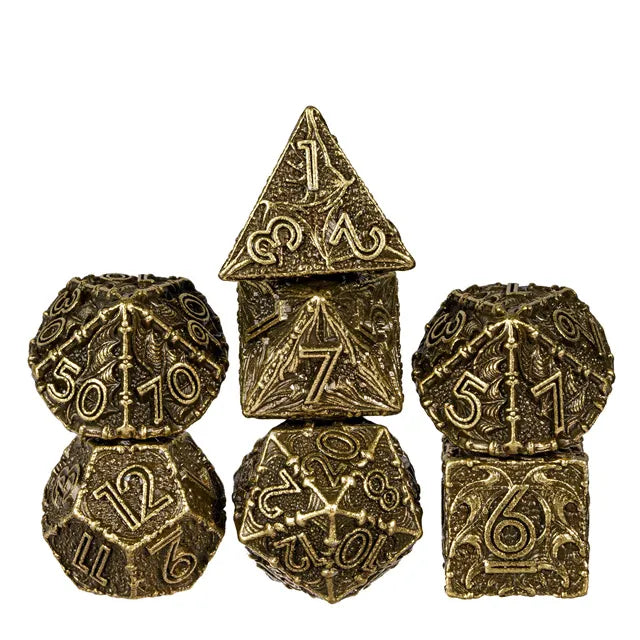 7pc Dragon Barrel Dice Bronze