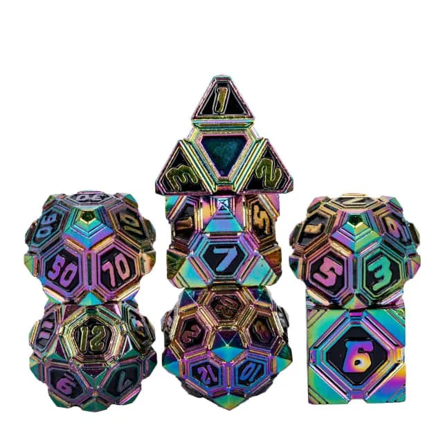 Colorful UFO Dice Rainbow Black