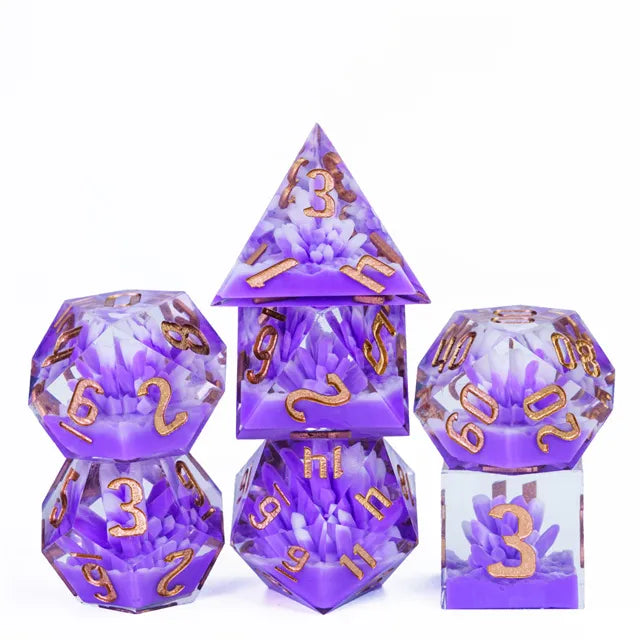 Purple Crystal Dice 7pc