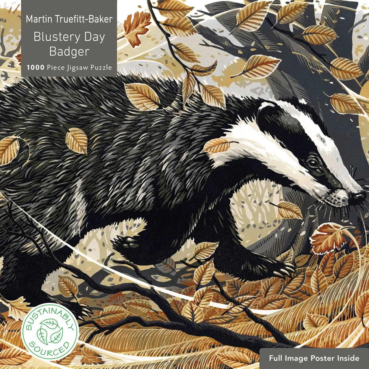 New York Puzzle Company Blustery Day Badger 1000-Piece Puzzle