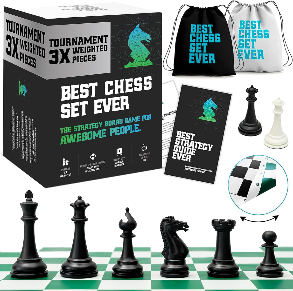 Best Chess Set Ever: Super Heavy Tournament Chess Set – Black & White