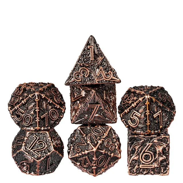 7pc Ancient Barrel Dragon Dice Copper