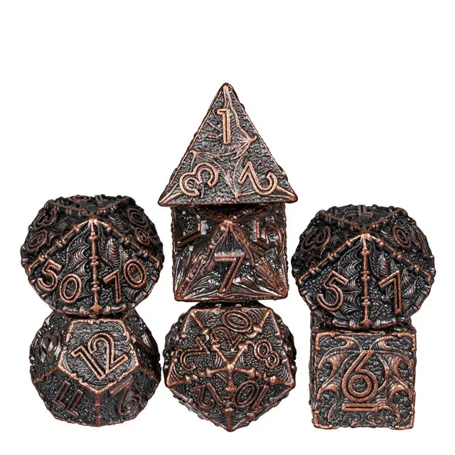 7pc Dragon Barrel Dice Gold