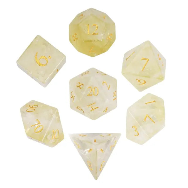 Natural Lemon Quartz 7pc Dice