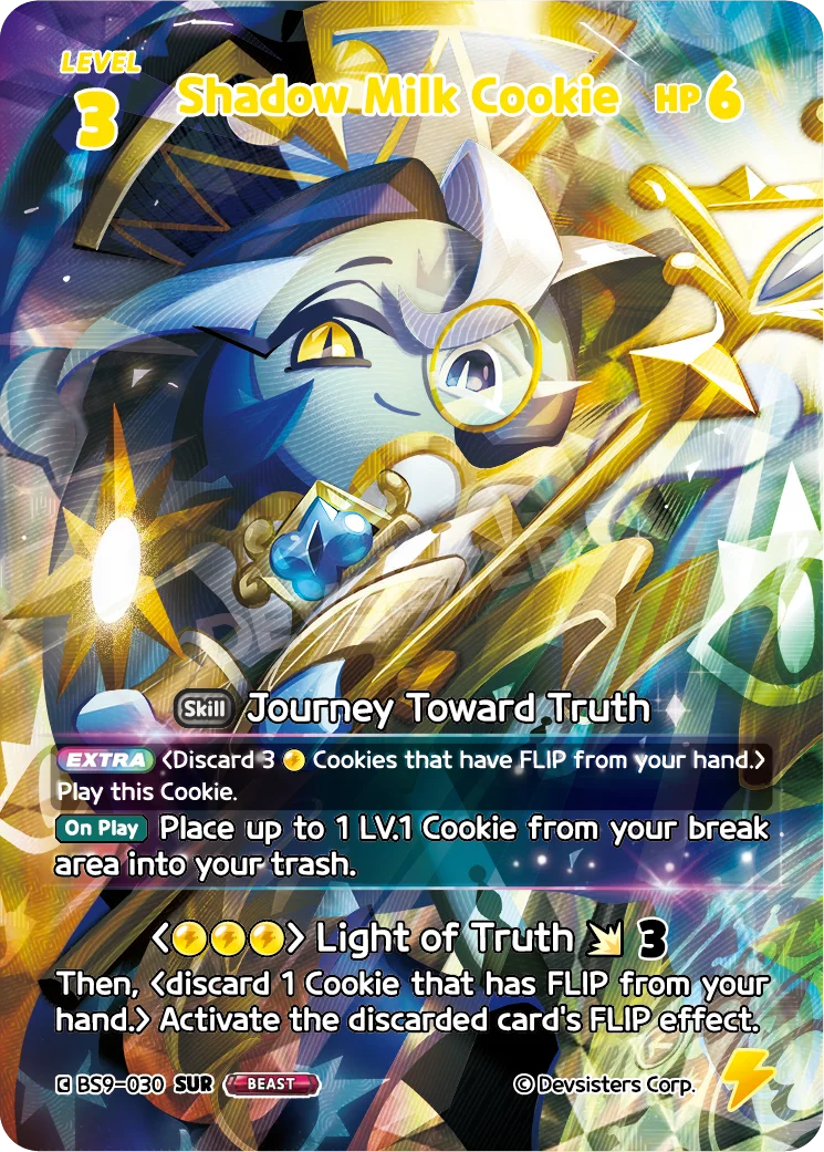 Shadow Milk Cookie BS9-030SUR Secret Ultra Rare CookieRun Braverse card