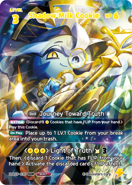 Shadow Milk Cookie BS9-030SUR Secret Ultra Rare CookieRun Braverse card