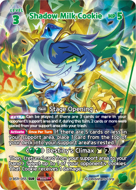 Shadow Milk Cookie BS9-055SUR Secret Ultra Rare CookieRun Braverse card