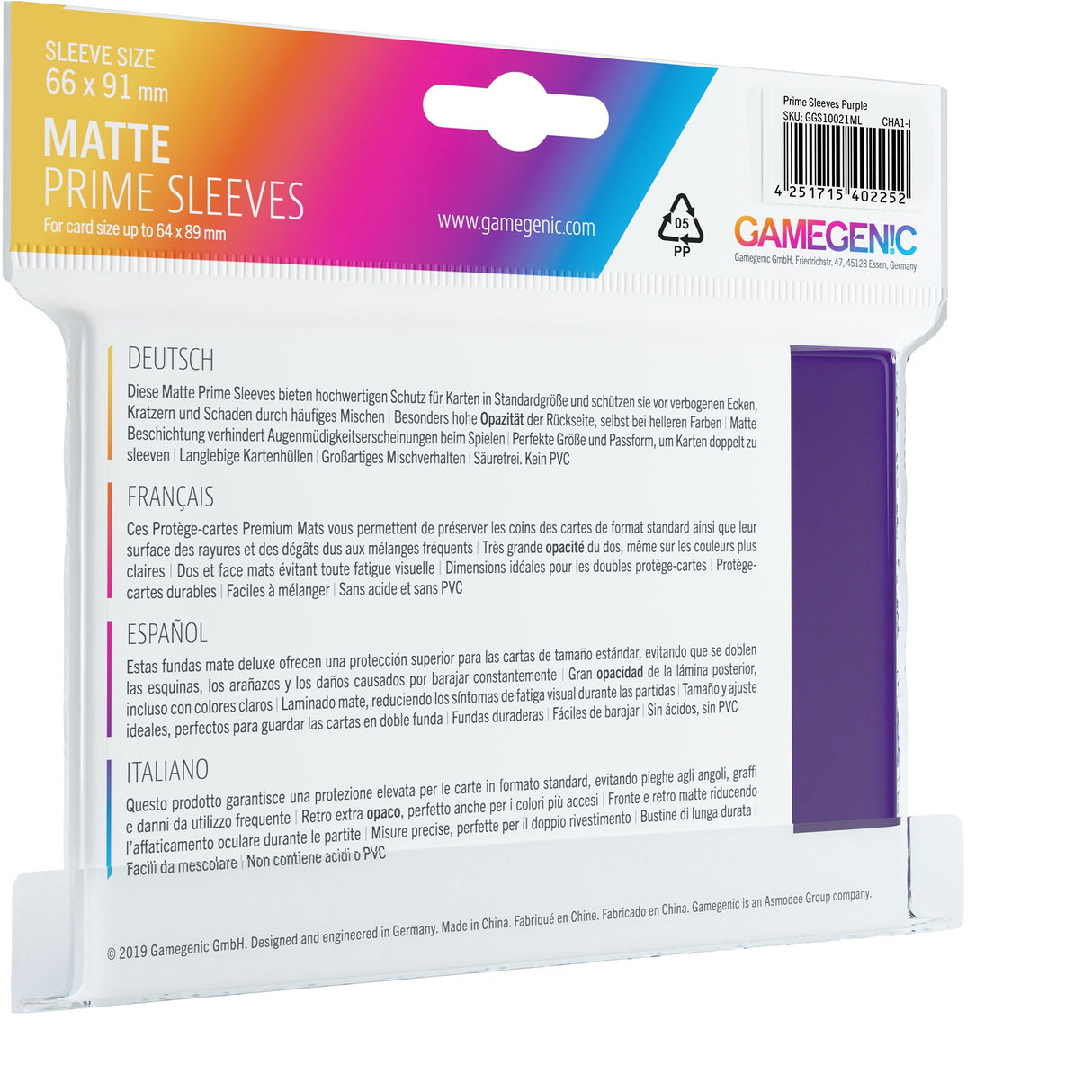 Gamegenic Matte Prime Sleeves - Purple (100ct)