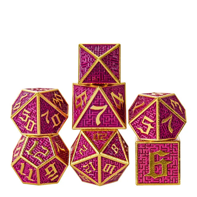 7pc Purple Maze Metal Dice