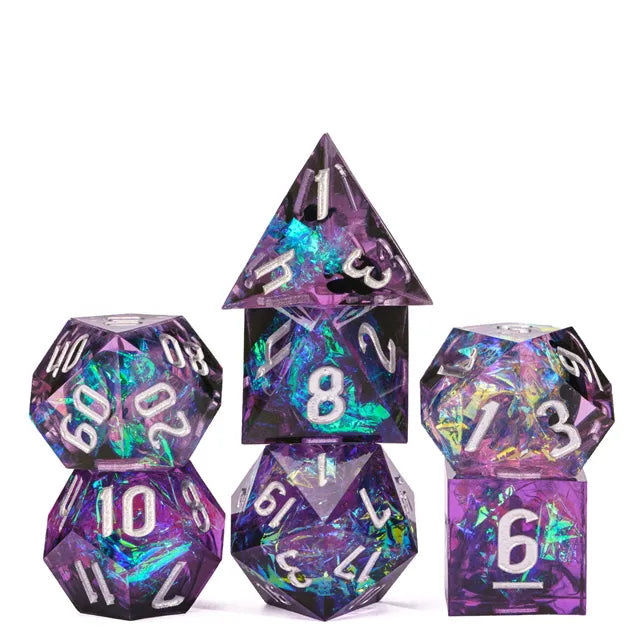 7pc Purple & Black Glitter